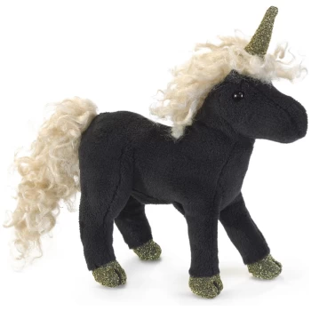 FM2797 Mini Black Unicorn Finger Puppet