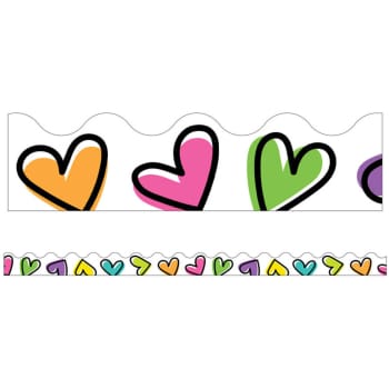 CD108433  Doodle Hearts Scalloped Bulletin Board Borders