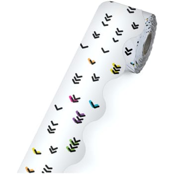 CD108487  65' Rainbow Doodles Rolled Scalloped Bulletin Board Borders