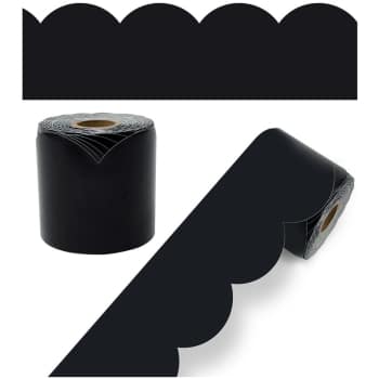 CD108515  65' Black Rolled Modern Scalloped Bulletin Board Borders Grade P-12