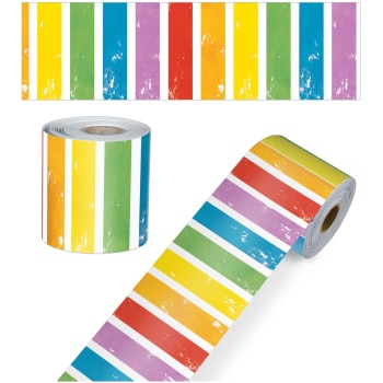 CD108517  65' All Are Neighbors Stripes Rolled Straight Bulletin Board Borders