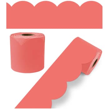 CD108528  65' Salmon Rolled Scalloped Bulletin Board Borders