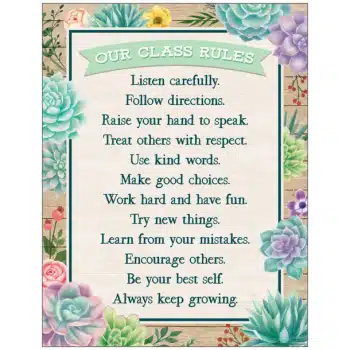 TCR7974  Rustic Bloom Our Class Rules Chart