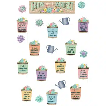 TCR8592  Rustic Bloom Grow Your Mindset Mini Bulletin Board