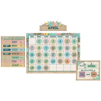 TCR8593  Rustic Bloom Calendar Bulletin Board Display Set
