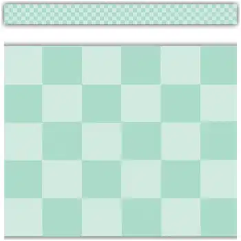 TCR9311  Cool for School Green Checkers Straight Border Trim