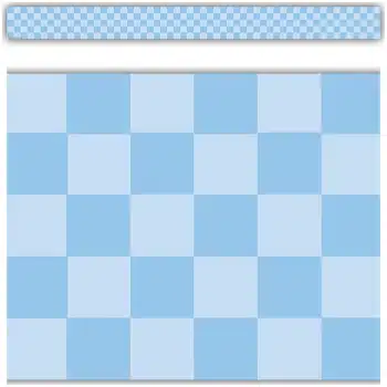 TCR9318  Cool for School Blue Checkers Straight Border Trim